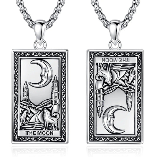 The Moon Tarot Cards Necklace Major Arcana Divination Pendant Witch Jewelry