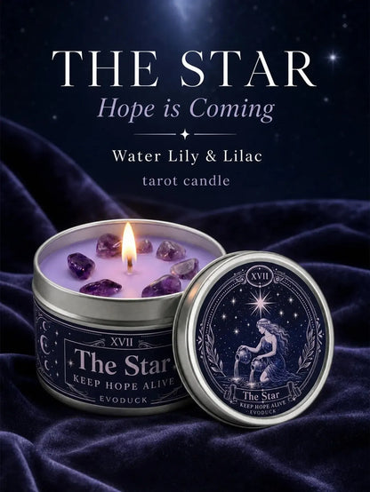 The Star Tarot Candle – Water Lily Lilac Scented Amethyst Candle-MoonChildWorld