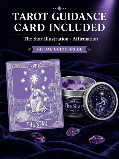The Star Tarot Candle – Water Lily Lilac Scented Amethyst Candle-MoonChildWorld