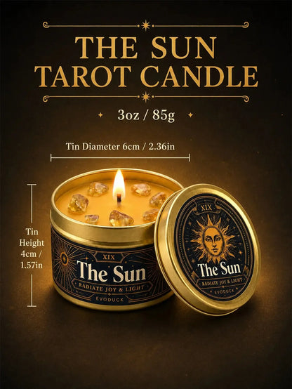 The Sun Tarot Candle – Scented Crystal Candle for Witchy Altar Decor-MoonChildWorld