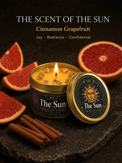 The Sun Tarot Candle – Scented Crystal Candle for Witchy Altar Decor-MoonChildWorld