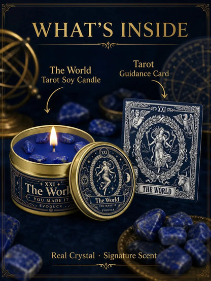 The World Tarot Candle – Scented Crystal Celestial Altar Candle-MoonChildWorld