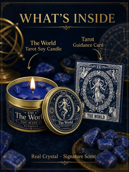 The World Tarot Candle – Scented Crystal Celestial Altar Candle-MoonChildWorld
