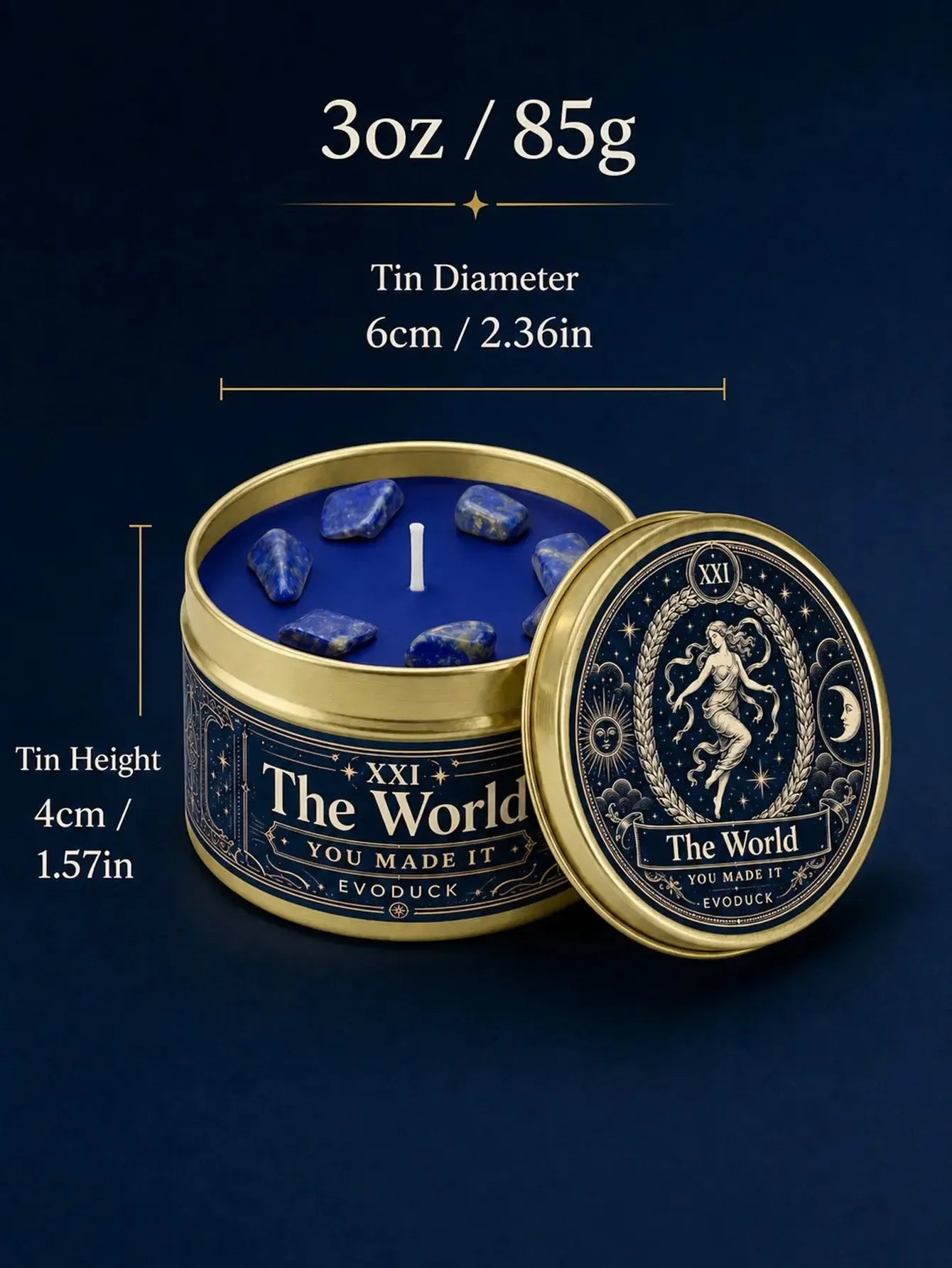 The World Tarot Candle – Scented Crystal Celestial Altar Candle-MoonChildWorld
