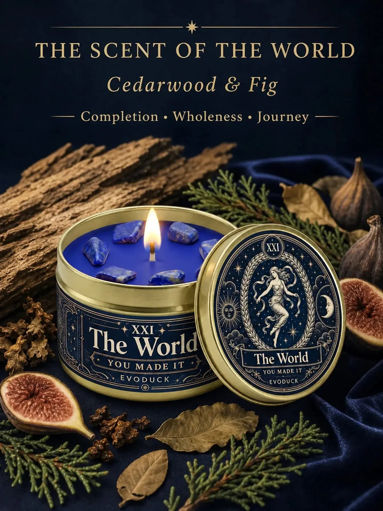The World Tarot Candle – Scented Crystal Celestial Altar Candle-MoonChildWorld