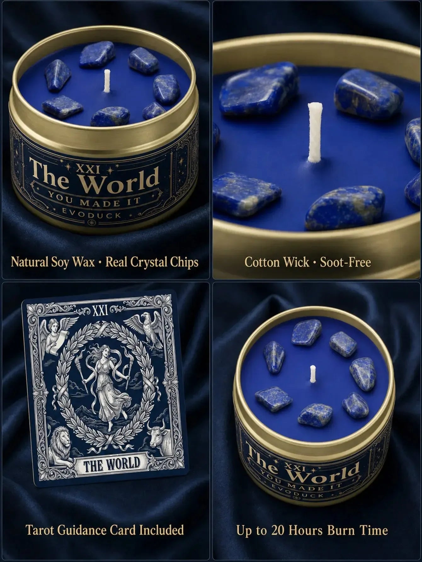 The World Tarot Candle – Scented Crystal Celestial Altar Candle-MoonChildWorld