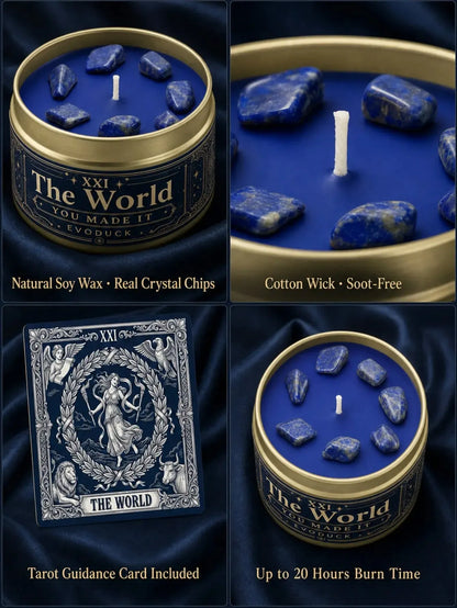 The World Tarot Candle – Scented Crystal Celestial Altar Candle-MoonChildWorld