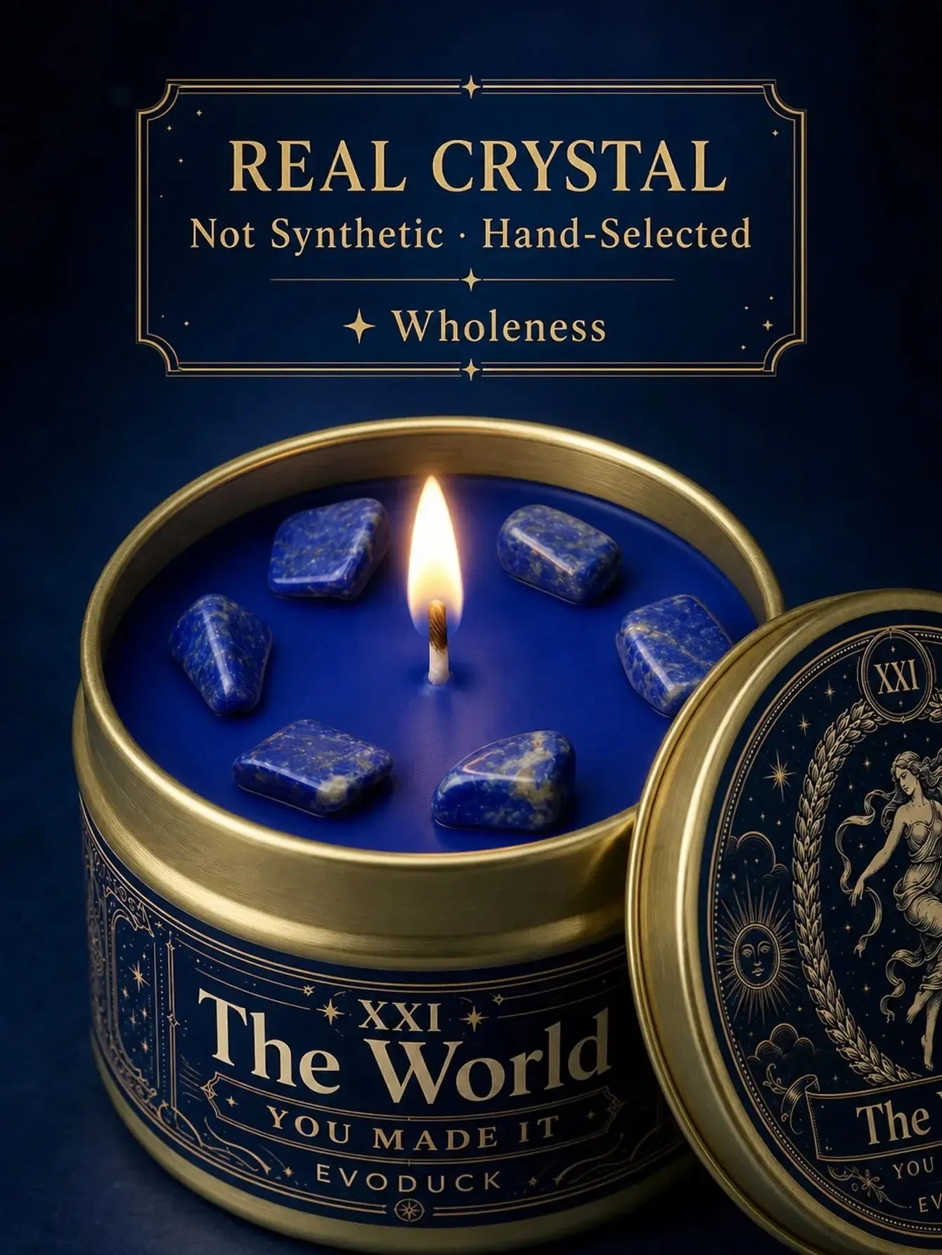 The World Tarot Candle – Scented Crystal Celestial Altar Candle-MoonChildWorld