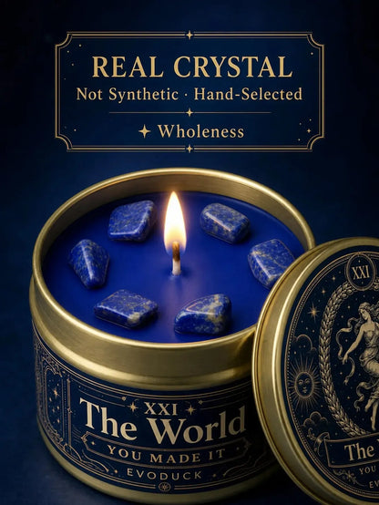 The World Tarot Candle – Scented Crystal Celestial Altar Candle-MoonChildWorld