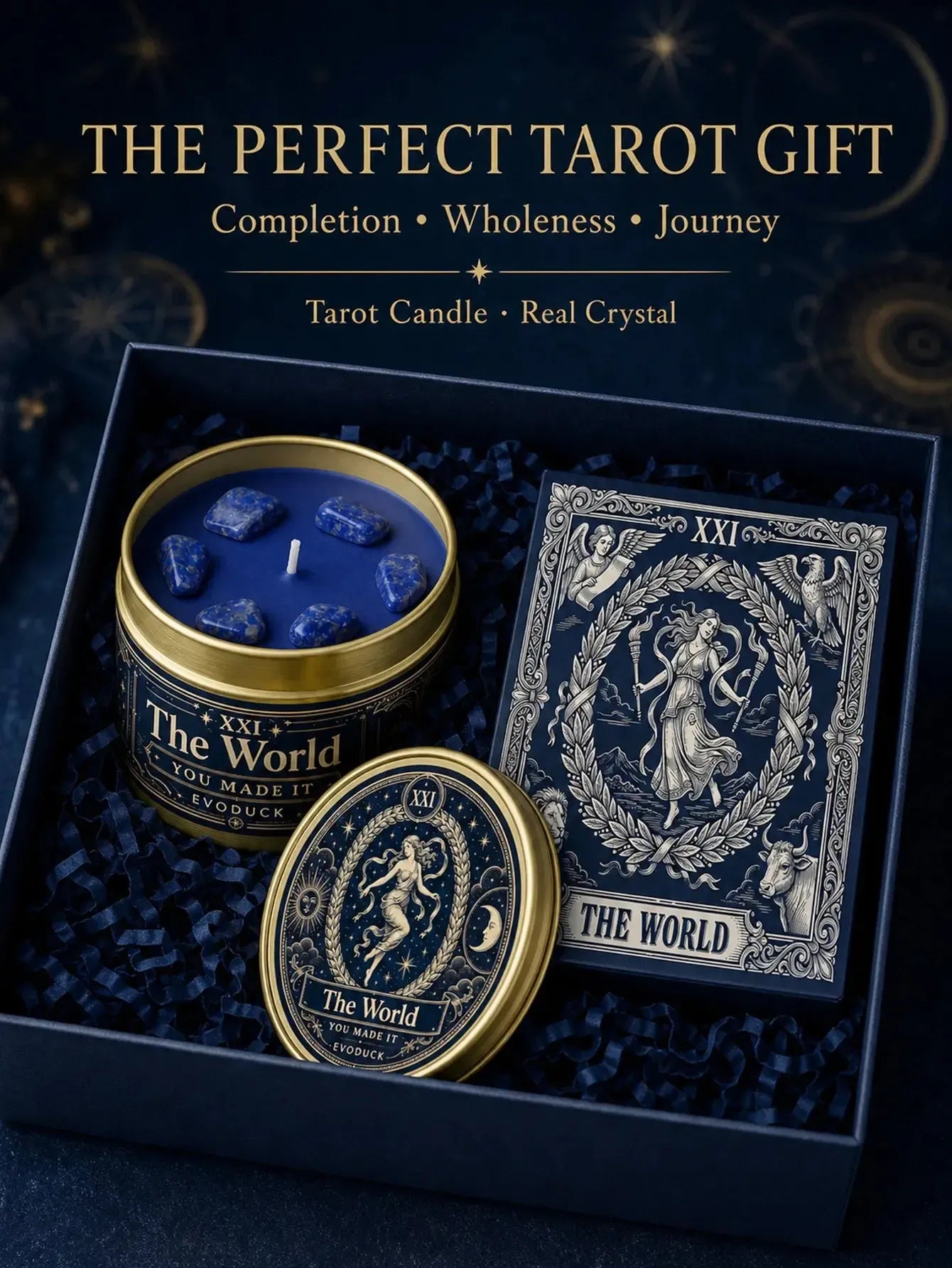 The World Tarot Candle – Scented Crystal Celestial Altar Candle-MoonChildWorld