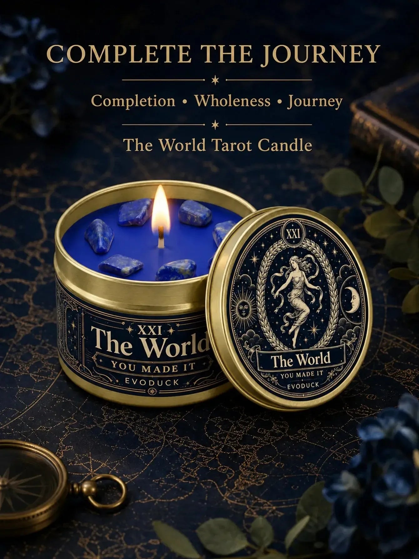 The World Tarot Candle – Scented Crystal Celestial Altar Candle-MoonChildWorld