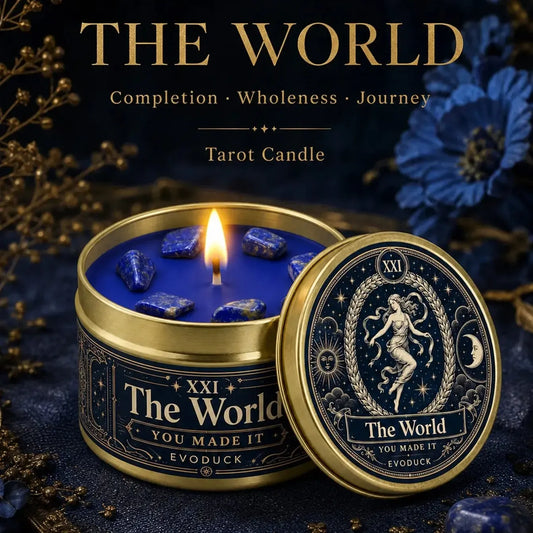 The World Tarot Candle – Scented Crystal Celestial Altar Candle-MoonChildWorld