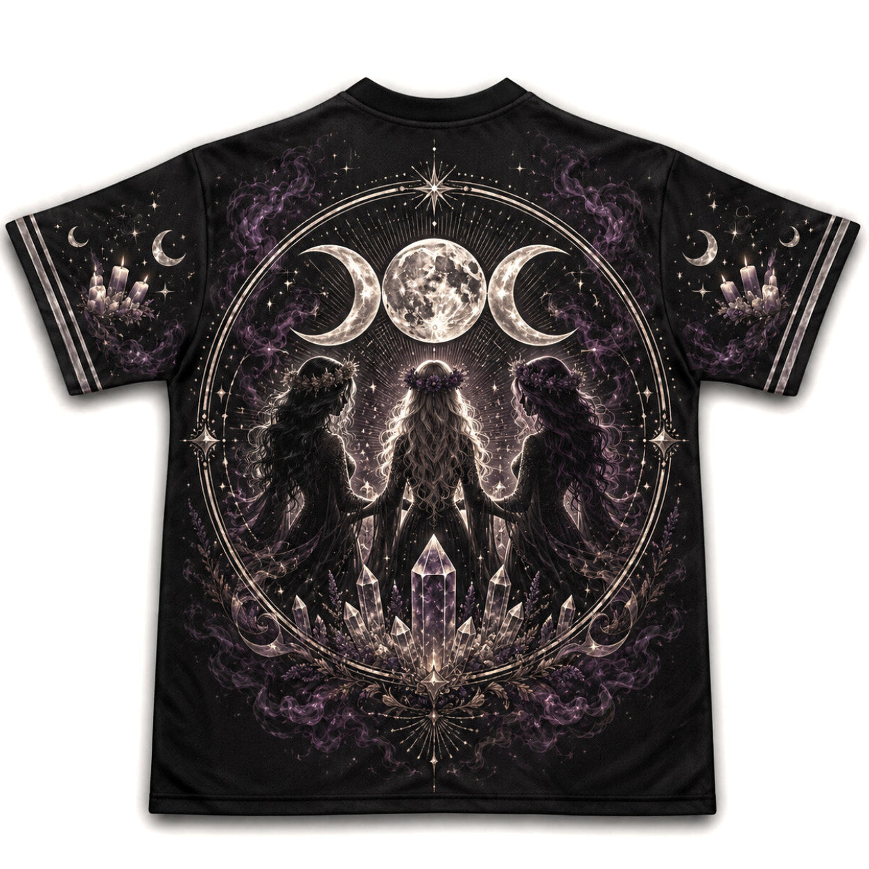 Three Witches Crystal Ball T-Shirt Triple Moon Coven Tee back view