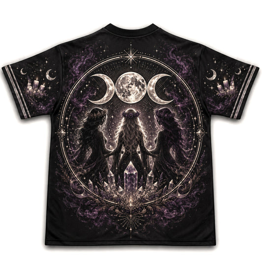 Three Witches Crystal Ball T-Shirt Triple Moon Coven Tee back view
