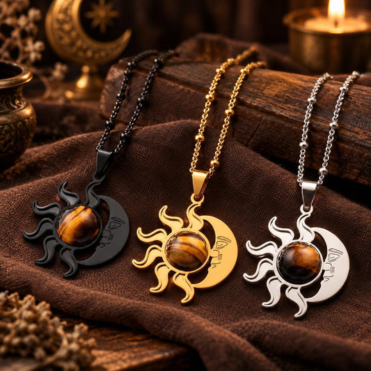 Tiger Eye Sun Moon Necklace — ritual scene detail 1