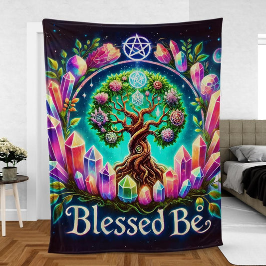 Tree of Life Blanket - Sacred Pagan Throw with Spiritual Symbolism for Wiccan Altars-MoonChildWorld