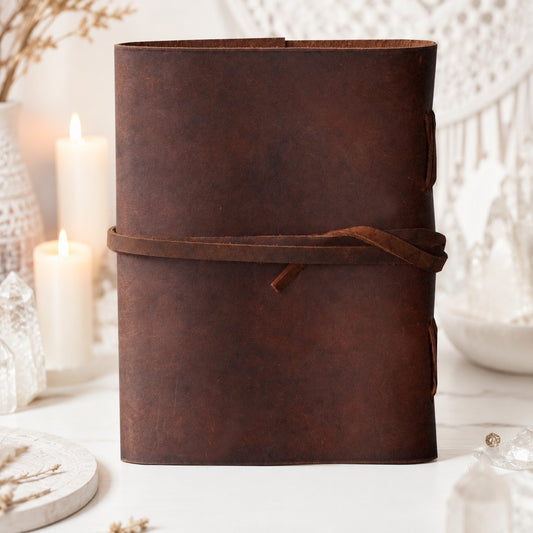 Tree of Life Celtic Leather Journal – Antique Large Format Pagan Grimoire – leather journal, back cover view
