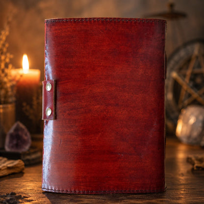 Tree of Life Eye Grimoire Leather Journal – Vintage Spell Book of Shadows – leather journal, close-up cover detail