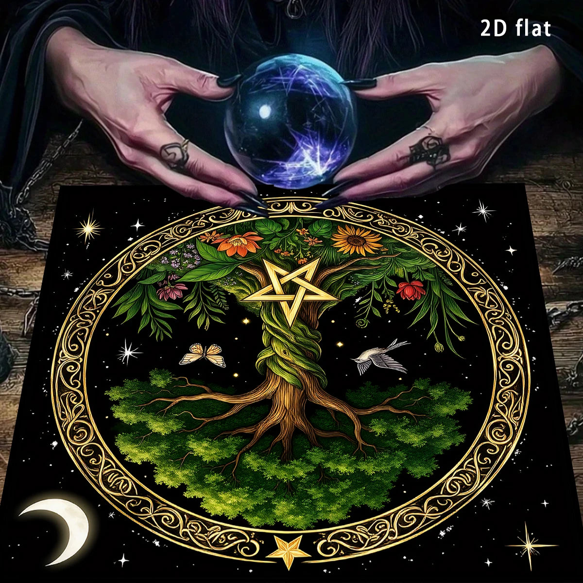 Tree of Life Moon Phase Tarot Altar Cloth-MoonChildWorld