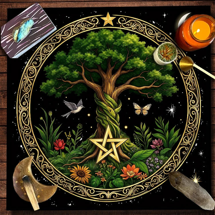 Tree of Life Moon Phase Tarot Altar Cloth-MoonChildWorld