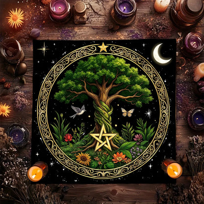 Tree of Life Moon Phase Tarot Altar Cloth-MoonChildWorld
