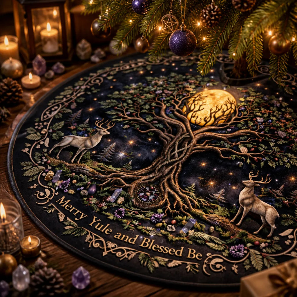 Tree of Life Moon Yule Tree Skirt – Pagan Witchy Gothic Decor_mockup_3.webp