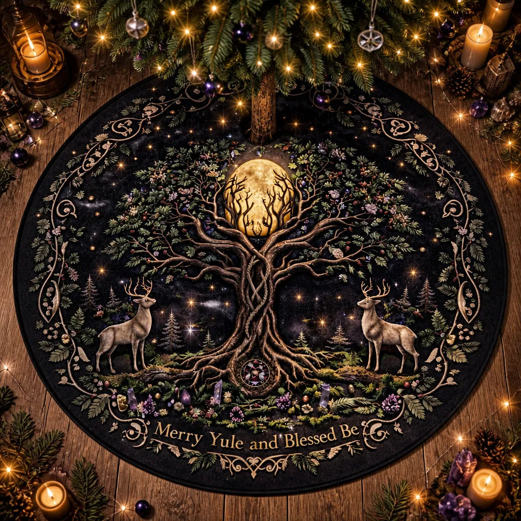 Tree of Life Moon Yule Tree Skirt – Pagan Witchy Gothic Decor_mockup_1.webp