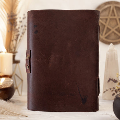 Tree of Life Mother Goddess Leather Journal – Vintage Pagan Grimoire Spell Book – leather journal, close-up cover detail