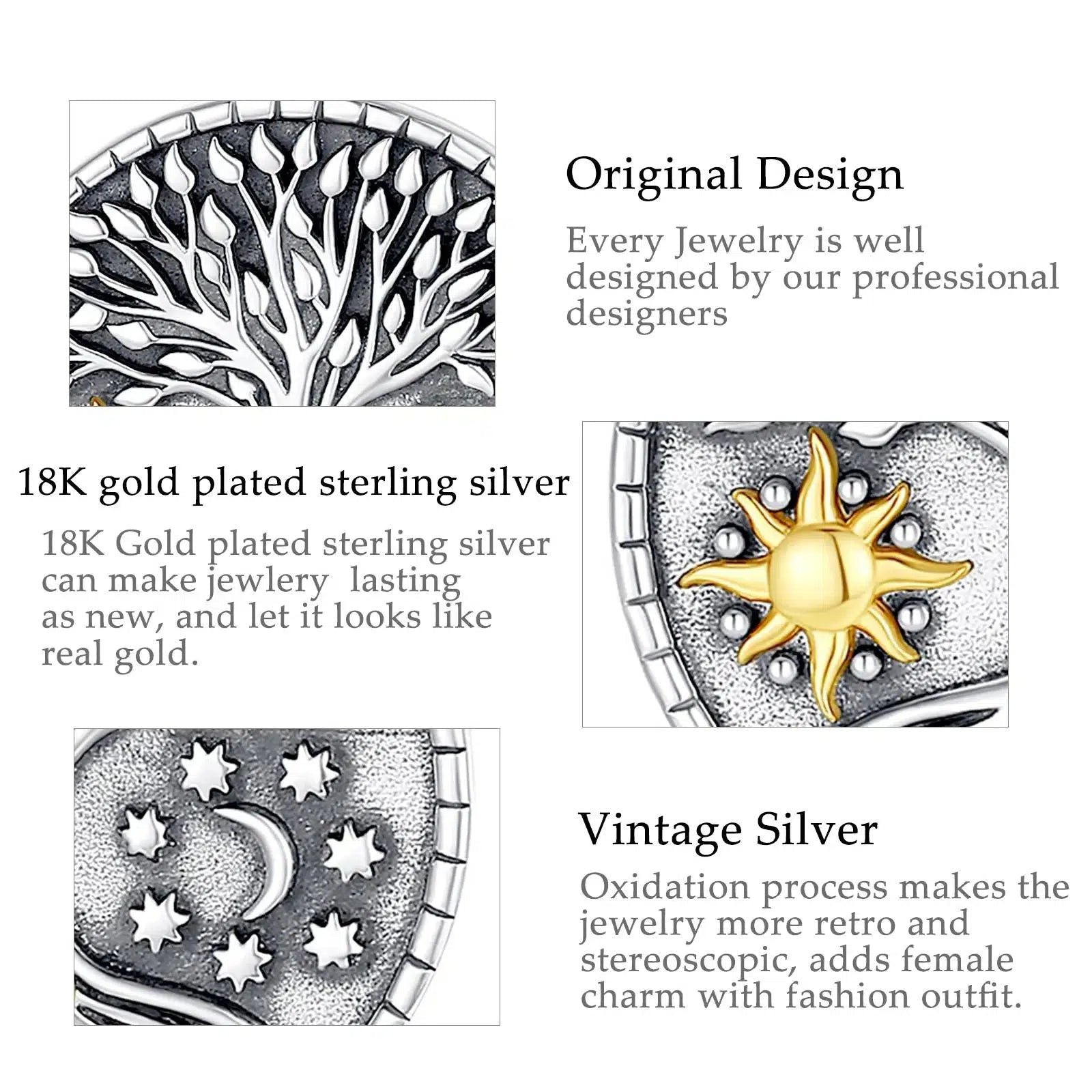 Tree of Life Necklace Wicca Pagan Sun Moon Jewelry-MoonChildWorld