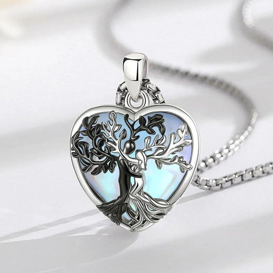 Tree of Life Pagan Necklace Moonstone Healing Stone Crystal Wicca Necklace Spiritual Jewelry-MoonChildWorld