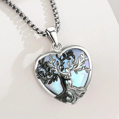 Tree of Life Pagan Necklace Moonstone Healing Stone Crystal Wicca Necklace Spiritual Jewelry-MoonChildWorld