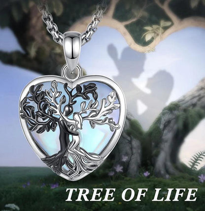 Tree of Life Pagan Necklace Moonstone Healing Stone Crystal Wicca Necklace Spiritual Jewelry-MoonChildWorld