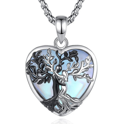 Tree of Life Pagan Necklace Moonstone Healing Stone Crystal Wicca Necklace Spiritual Jewelry-MoonChildWorld