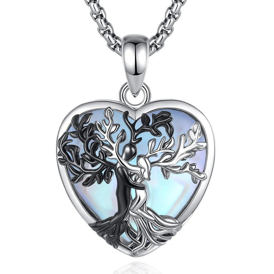 Tree of Life Pagan Necklace Moonstone Healing Stone Crystal Wicca Necklace Spiritual Jewelry