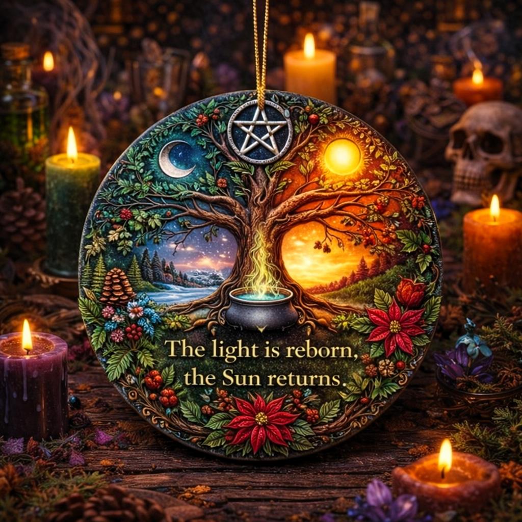 Tree of Life Pagan Yule Ceramic Ornament – Wiccan Christmas Tree Decor-MoonChildWorld