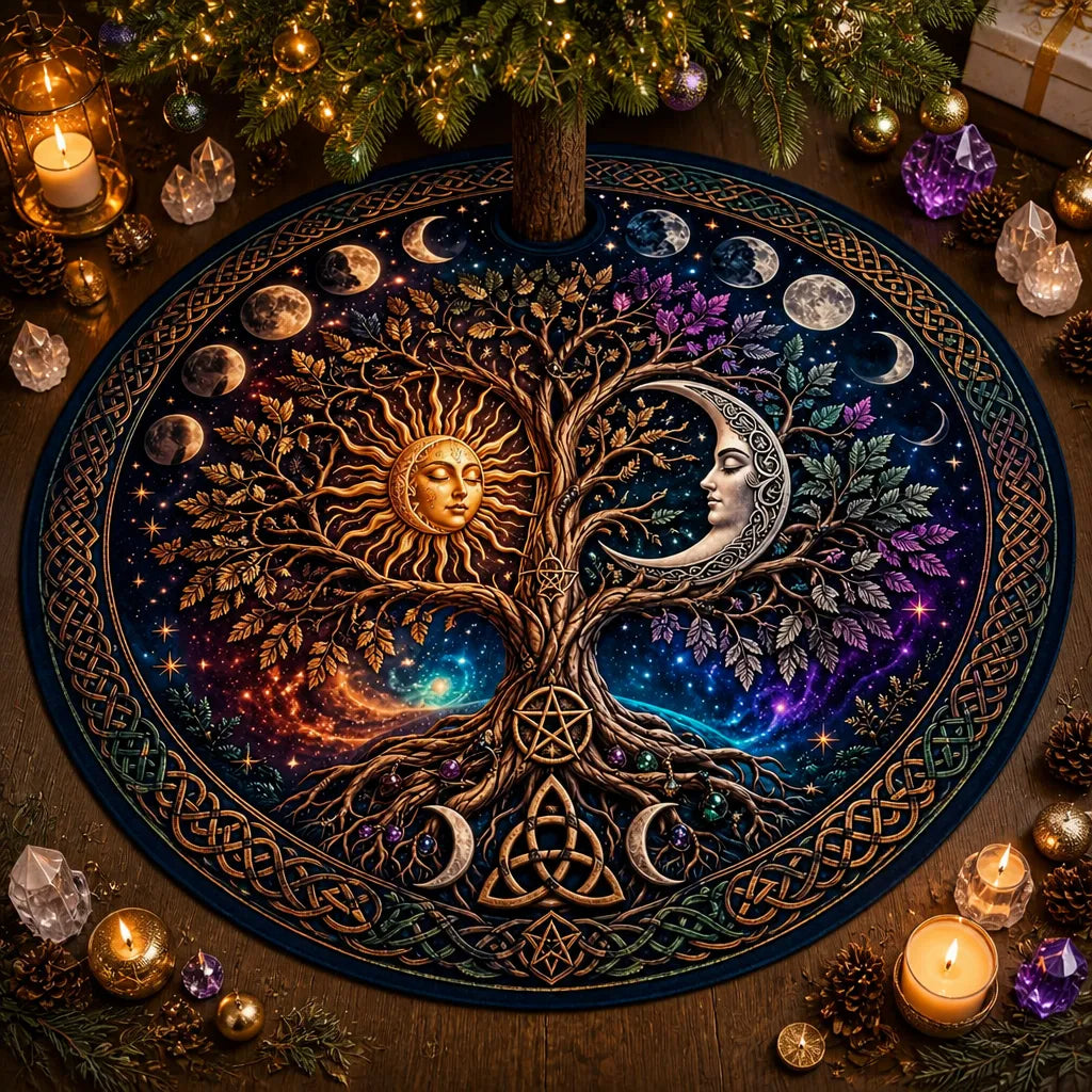 Tree of Life Sun and Moon Yule Tree Skirt – Pagan Witch Gothic Decor_mockup_1.webp