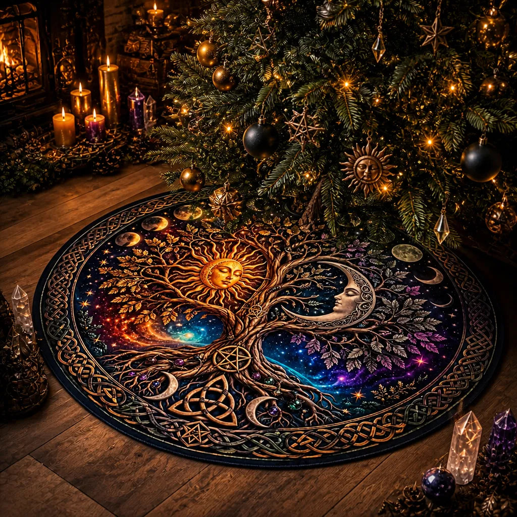 Tree of Life Sun and Moon Yule Tree Skirt – Pagan Witch Gothic Decor_mockup_2.webp