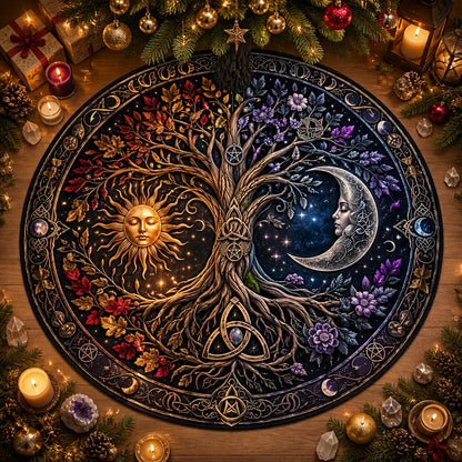 Tree of Life Sun and Moon Yule Tree Skirt – Pagan Witchy Gothic Decor_mockup_1.webp