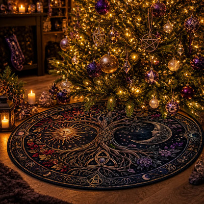 Tree of Life Sun and Moon Yule Tree Skirt – Pagan Witchy Gothic Decor_mockup_2.webp