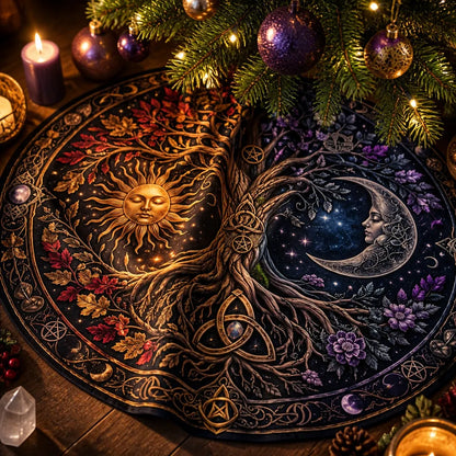 Tree of Life Sun and Moon Yule Tree Skirt – Pagan Witchy Gothic Decor_mockup_3.webp