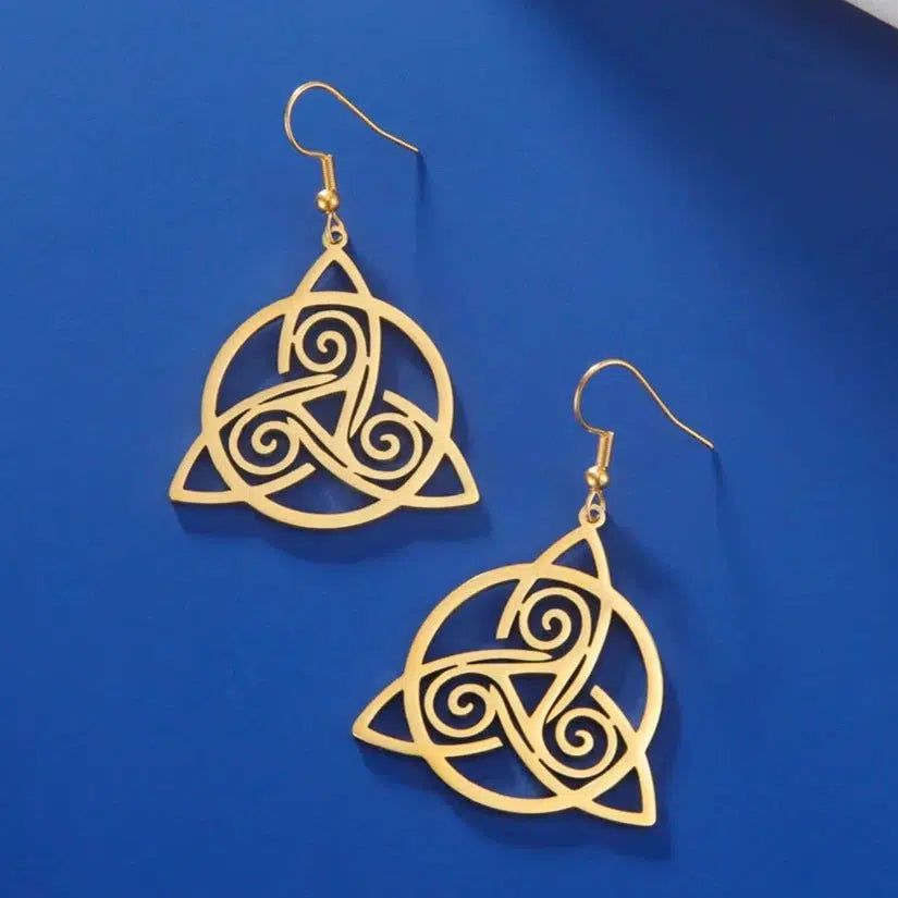 Trinity Celtic Knot Earrings Spiral Triskele Triskelion Earrings-MoonChildWorld