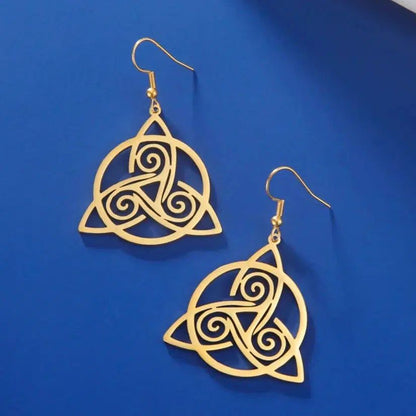 Trinity Celtic Knot Earrings Spiral Triskele Triskelion Earrings-MoonChildWorld