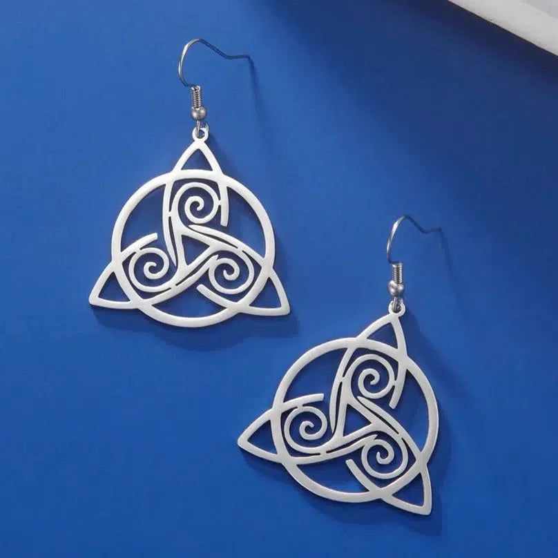Trinity Celtic Knot Earrings Spiral Triskele Triskelion Earrings-MoonChildWorld