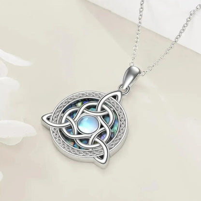 Trinity Celtic Knot Moonstone Necklace Pagan Jewelry-MoonChildWorld