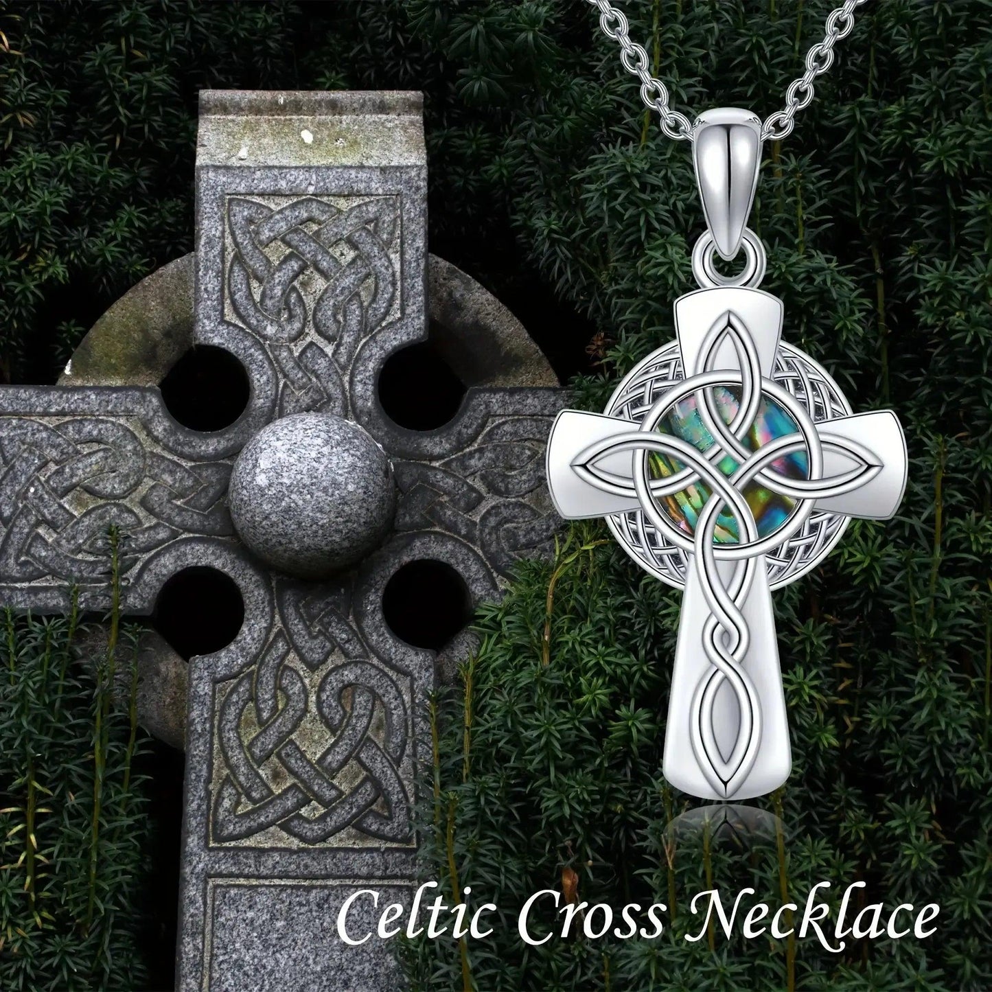 Trinity Celtic Knot Moonstone Necklace Pagan Jewelry-MoonChildWorld