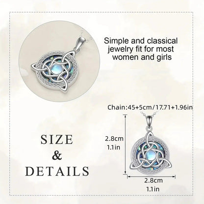 Trinity Celtic Knot Moonstone Necklace Pagan Jewelry-MoonChildWorld