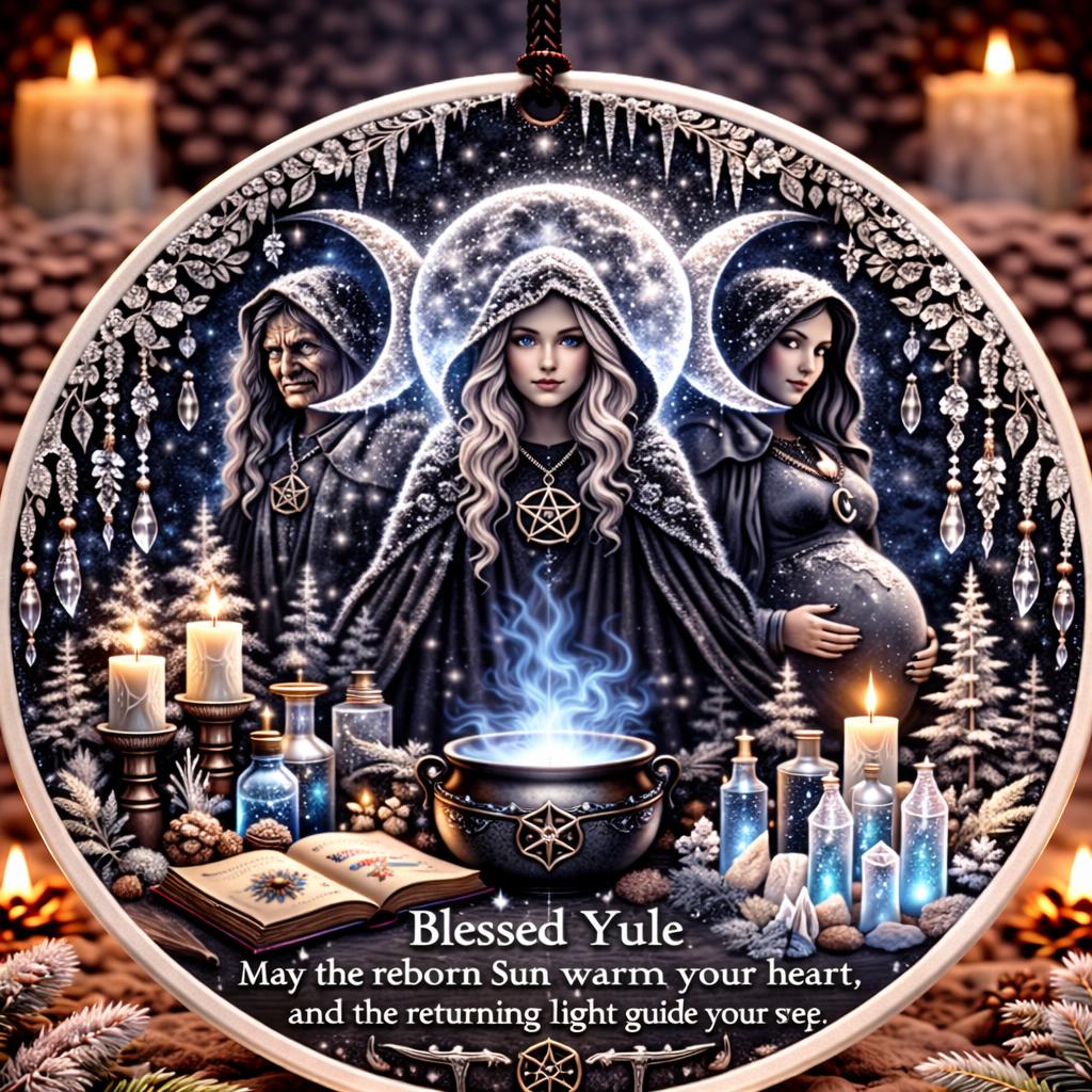 Triple Goddess Pagan Yule Ceramic Ornament – Wiccan Maiden Mother Crone Christmas Ornament-MoonChildWorld