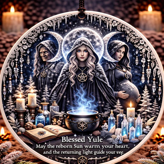 Triple Goddess Pagan Yule Ceramic Ornament – Wiccan Maiden Mother Crone Christmas Ornament-MoonChildWorld