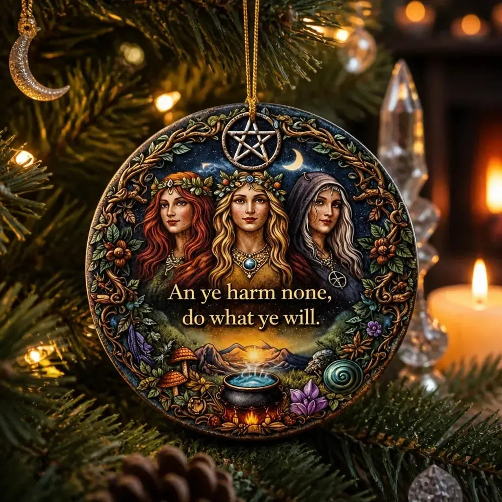 Triple Goddess Pagan Yule Ceramic Ornament – Wiccan Maiden Mother Crone Decor_mockup_1.webp