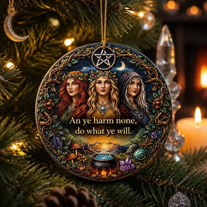 Triple Goddess Pagan Yule Ceramic Ornament – Wiccan Maiden Mother Crone Decor_mockup_1.webp